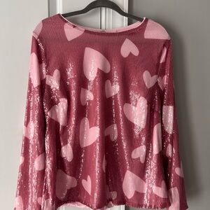 Eloquii Pink Heart Sequin Top